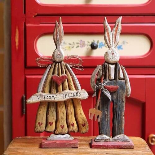 Garden Outdoor Wooden Decoration Courtyard Decoration Home Decoration Living Room Accessories Retro Country Cute Rabbit Gift