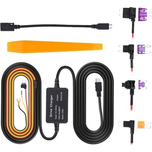 DHL 50Pcs DC 5V 2A Mini/Micro USB Port Wire Cable Car Charger Kit For Camera Recorder DVR Exclusive Power Supply Step-down Cable