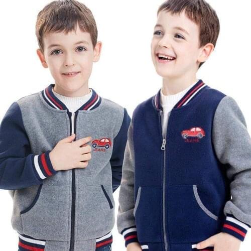 Boys' Fleece Baseball Clothes Coat 2020 New Childrens Autumn Winter Plush Casual Jacket Preppy Style Kids Spliced Outerwear X14