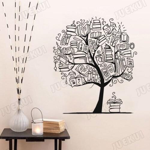 Book Composition Tree Removable Wall Stickers for Nursery Kids Reading Room Vinyl Wall Decals Living Room Art Poster TA474