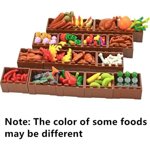 Creative DIY Building Blocks Food Bread Fish Fruit Roast Chicken Toys MOC Parts City Accessories Bricks Compatible Classic Parts