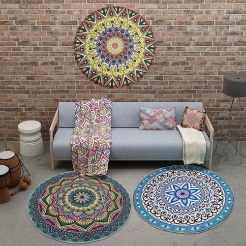 Boho Home Deor Carpet Of Living Room Ground Mat Round Chic Mandala Pattern Nations Wind Soft Non-slip Water-absorption Rugs
