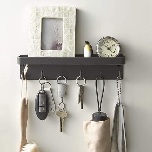 6 Hook Black Wall-mounted Towel Hook For Bathroom Clothes Coat Hook Bedroom Robe Hook Livingroom Kitchen Accessories