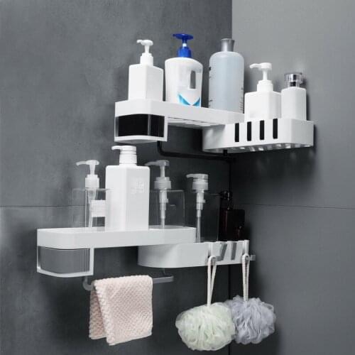 Kitchen Storage Rack Rack Bathroom Rack Wall-Mounted Double-Layer Rotatable Storage Box Toilet Corner Storage Rack