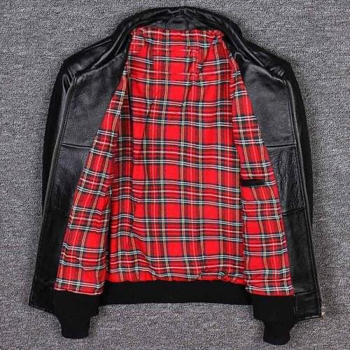 Flight Air Force Mans Cowhide Coat Plaid Genuine Leather Jackets XXXXL Plus Automotive Male Real Cow Leather Coat Jackets A573