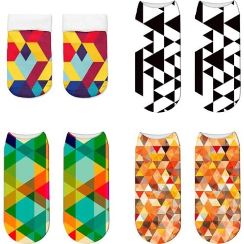 Kawaii Color Plaid Pattern Womens Socks Girl Casual Invisible Cotton Short Socks Men Women Unisex Soft Breathable Ankle Socks