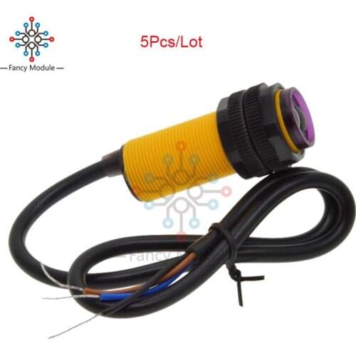 5Pcs E18-D80NK Infrared Photoelectric Switch Obstacle Avoidance Sensor Module For Smart Car Sensor Switch 3-80cm Detection Rang