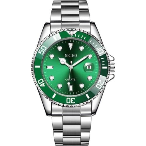 2020 New Famous Luxury Brand Casual Quartz Watch Men Stainless Steel Date Calendar Watches Relogio Masculino Mens Green Watch