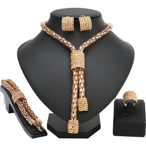 Longqu nigerian 2021 New design jewelry set Dubai Gold Wedding Bridal Jewelry Set Fashion African Women Costume Jewelry Set