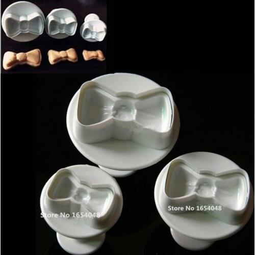 2016 New Arrival 3PCS /Lot Bowknow Cake Plunger Cutter Househod DIY Kitchen Gadgets Baking Cake Decorating Tools Fondant Cutters