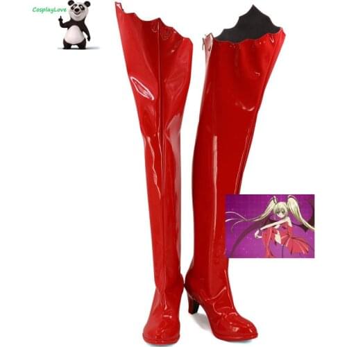 CosplayLove Shugo Chara Tsukiyomi Utau Red Cosplay Shoes Cosplay Long Boots Leather Custom Made