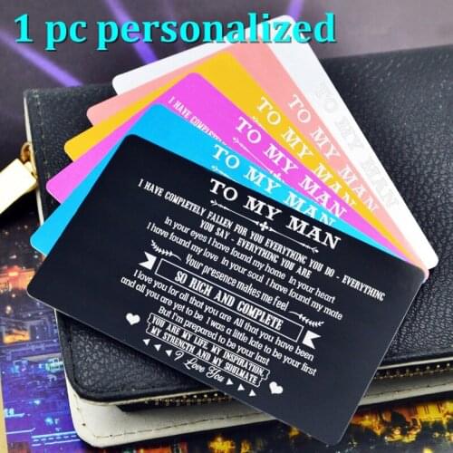 Personalized Metal Wallet Card Insert Custom Laser Engraved Message Card Romantic Gift Hand Writting Love Greeting Card KP016
