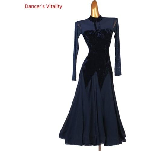 Ballroom Dance Dress Velvet Big Swing Skirt Performance Clothes Profession Custom Adult Child Waltz Dancing Competition Clothing