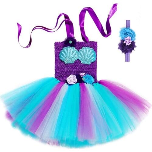 Girls Mermaid Tutu Dress Princess Girls Birthday Party Dress Tulle Kids Tutu Dresses For Girls Halloween Cosplay Mermaid Costume