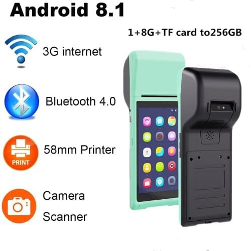 Q8 Androis POS Terminal PDA Printer Wireless Bluetooth& Wifi Android System with Thermal Printer Built-in and Camera Scanner