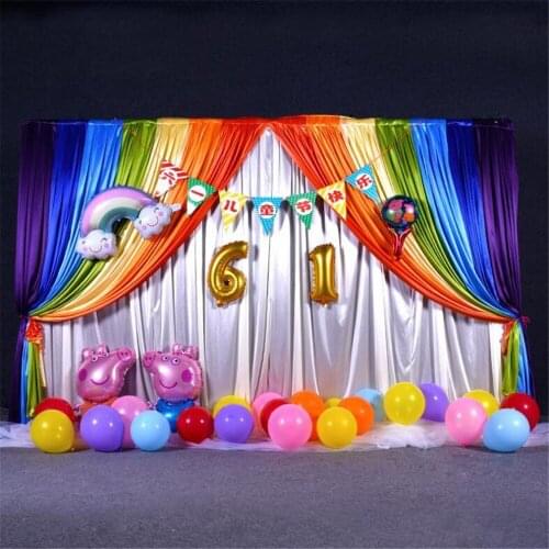 Rainbow SwagsBackdrop 3mx6m ice silk with Backcloth Party Curtain Celebration Curtain Performance Wedding Background wall