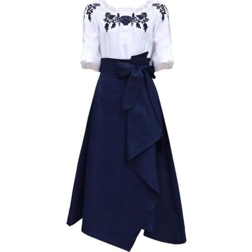 Goddess fan dress spring 2021 new temperament Korean suit female shoulder skirt two-piece set