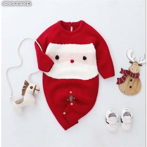 Christmas Baby Clothes Newborn Knitted Baby Romper Xmas Baby Boy Romper Santa Claus Baby Costume Baby Jumpsuit Baby Girl Romper