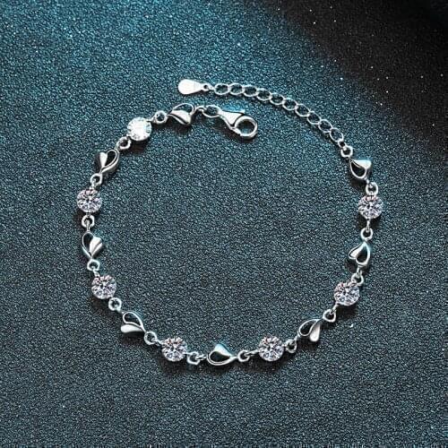 Silver 4 Carat Excellent Cut Diamond Test Passed D Color High Clarity Moissanite Bracelet Silver 925 Wedding Chain Women Jewelry