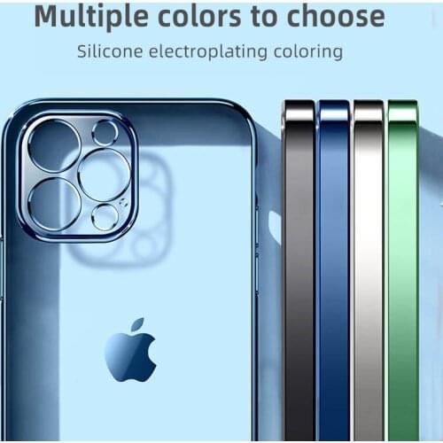 Silicone electroplated soft shell for iphone 12 11 12 Pro 11pro 12Mini XS Max ultra thin XR X SE 7 8 plus transparent phone case