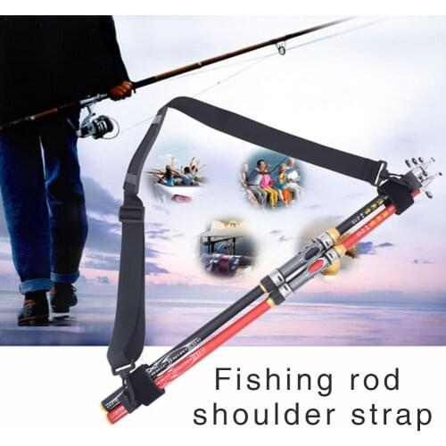 Fishing Rod Carry Strap Portable Outdoor Tackle Shoulder Band Belt Travel Holder Fishing Outdoor Belt Shoulder Back Harness 4