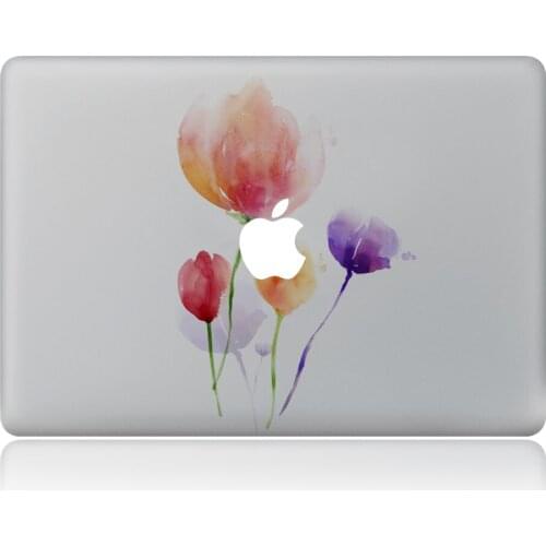 Three color ink painting tulips Vulture style Vinyl Decal Laptop Sticker For DIY Macbook Pro Air 11 13 15 inch Laptop Skin
