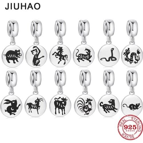 925 Sterling Silver magical 12 Chinese Zodiac dragon fine Pendants beads Fit Original Designer Charm Bracelet Jewelry making