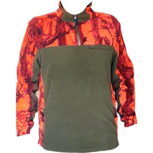 Knitted sweater fleece antipilling orange boar hunting snow zip