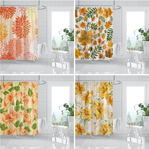 Maple Leaf Shower Curtain Bathroom Floral Printed Waterproof Polyester Curtains Decor Home Bathtub Drapes With Plastic Hooks