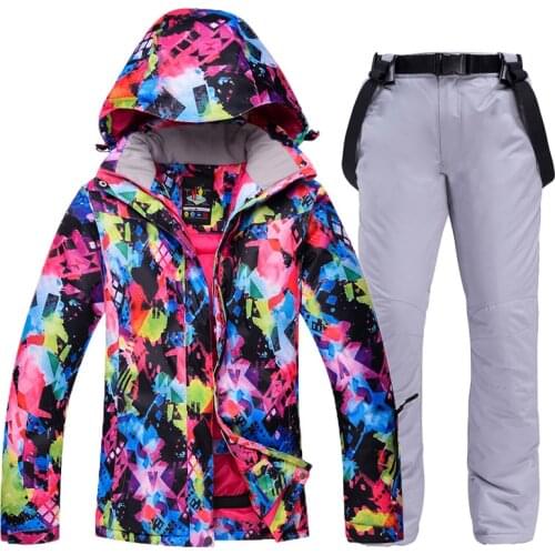 Womens Ski Suits Winter Outdoor Waterproof Windproof Snowsuits for Snow Sports snowboarding Jackets Ski Pants Sets