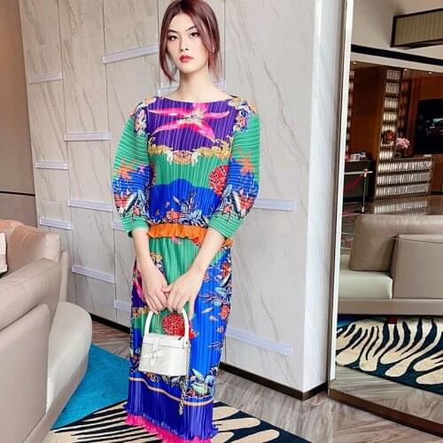 TVVOVVIN 2021 Summer Korean T-shirt Printing Casual All-match Womens High Waist Edible Tree Fungus Skirt Two Piece Set TTT0