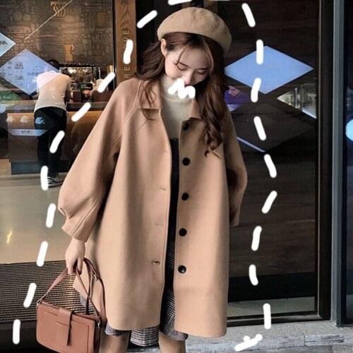 2021 Korean version of Mori woolen coat womens autumn and winter thick long cute woolen coat