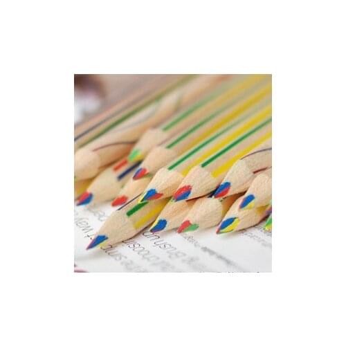 10 pcs/lot 4 in 1 rainbow colored pencil drawing color pencils for drawing pens sationery material escolar school supplies