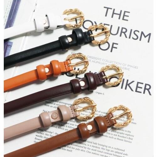 2021 Luxury Cow leather Waistband For Women Slim Waist Belt Jean Pant Belt Accessories Plain Design Genuine Cowskin Leather Belt