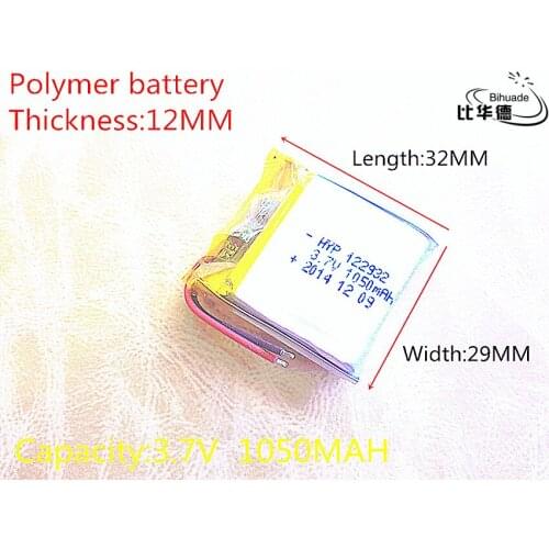 3.7V 1050mAh 122932 Lithium Polymer Li-Po li ion Rechargeable Battery cells For Mp3 MP4 MP5 GPS PSP mobile bluetooth