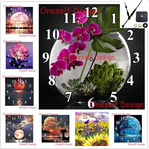 Diy diamond painting with Mechanical clock moon 5d diamond embroidery full set with clock diy diamond mosaic sale wall sticker