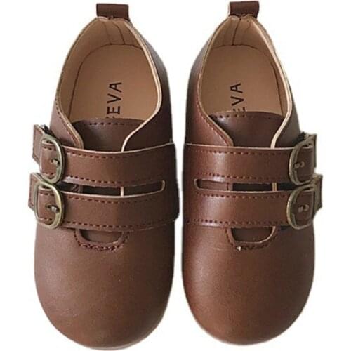 CUZULLAA Kids Hook & Loop Casual Shoes Boys Girls Fashion Sneakers Children Flat Leather Shoes Size 21-30