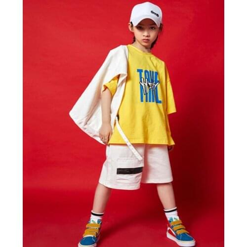 Kids Hip Hop Vest Sleeveless Top Sleeveless Coat Tactical Cargo Shorts Clothing for Girls Boy Jazz Dance Costume Clothes Wear