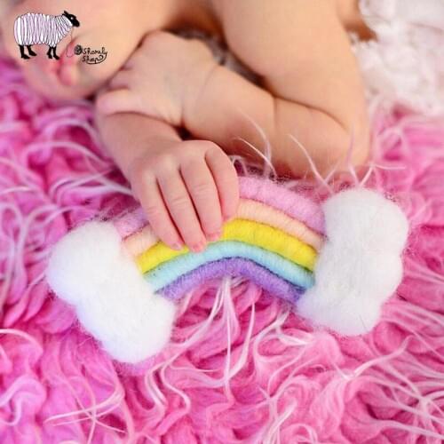 Newborn Photography Felt Rainbow Props Baby Girl Boy Photo Shoot Handmade Rainbow Hat Prop Infant Picture fotografia Accessories