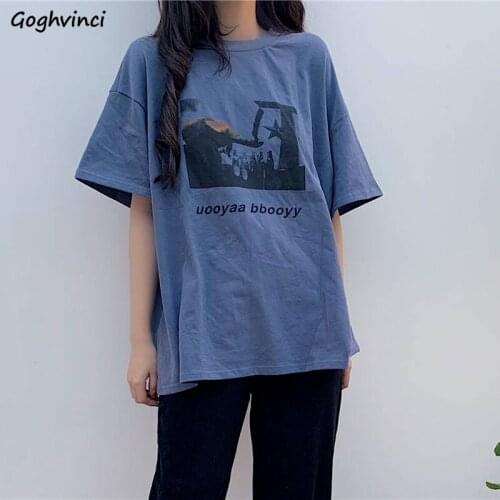 Short Sleeve T-shirts Women Retro Hong Kong Style Harajuku Graphic Tee Students O-neck Letter Ulzzang Summer Baggy Oversize Tops