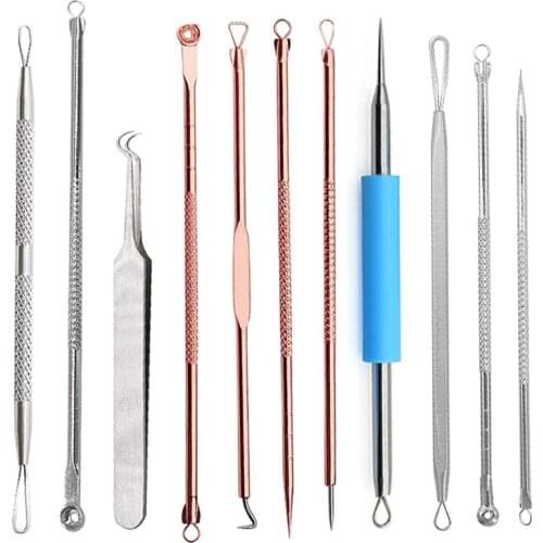 Acne Blackhead Remover Needles Tool Black Dots Cleaner Acne Blemish Remover Needles Tweezers Clip Comedone Extractor Face Care