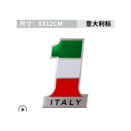 Italy NO.1 Flag Emblem Auto Badge Motorcycle Gas Tank Decals Sticker Car Accessories