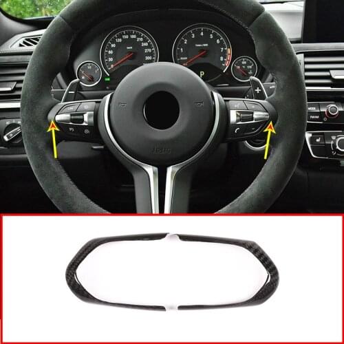 Real Carbon Fiber Car Steering Wheel Button Frame Trim For BMW F20 F22 F21 F30 F32 F33 F36 F06 F12 F13 X5 F15 X6 F16 M-Sport