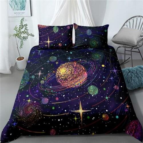 Stars Space Bedding Set Galaxy Black Duvet Cover Set Kids Boys Girls Design Quilt Cover Home Textiles Dropshipping