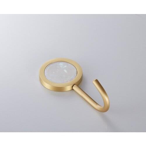 Brass Hook Shell Nordic Pastoral Perforation-Free Household Bathroom Kitchen Corridor Wall Hanging Coat Hooks Door Back Hook