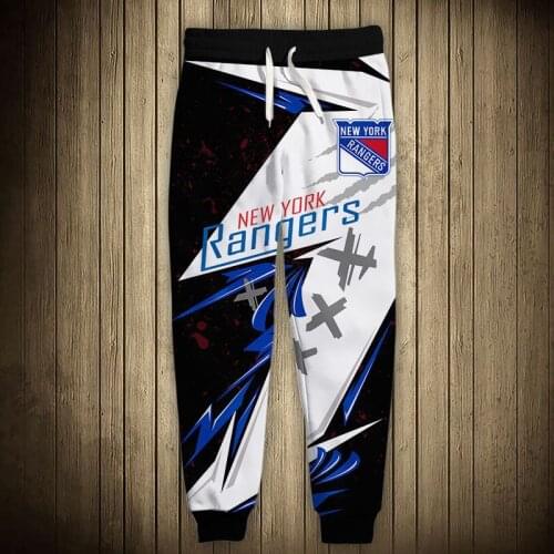 New York mens casual Rangers sports pants stitching design graffiti cup print sweatpants
