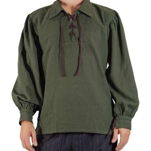 Renaissance Pirate Knight Medieval Cosplay Carnival Halloween Costume for Men Fancy Clothing T-shirt Retro Clothes Party XXL