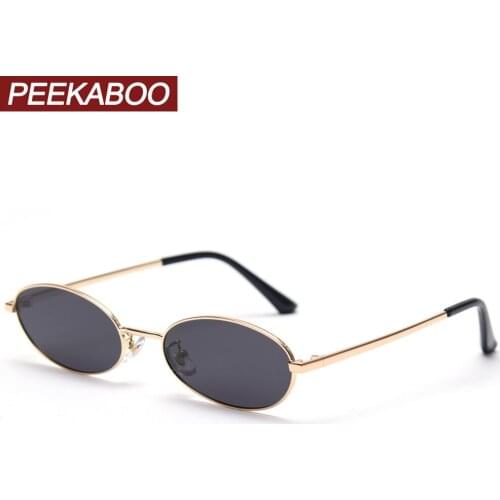 Peekaboo small oval sunglasses male retro style ladies sun glasses polarized women uv400 gold metal frame yellow blue 2021