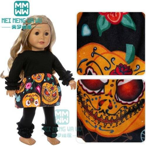 Clothes for doll fit 43cm baby new born doll Black Halloween Set Pumpkin Lights, Candy