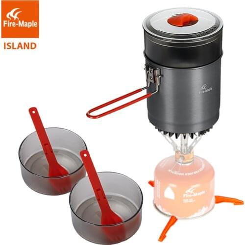 Fire Maple Island Steamer Kit Outdoor Cooking Set Windproof Heat Exchanger Camping Cookware Dishes Tableware Utensil For Tourism
